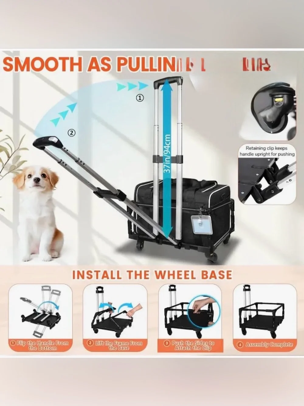 Petskd Rolling Pet Carrier – Expandable, Airline Approved